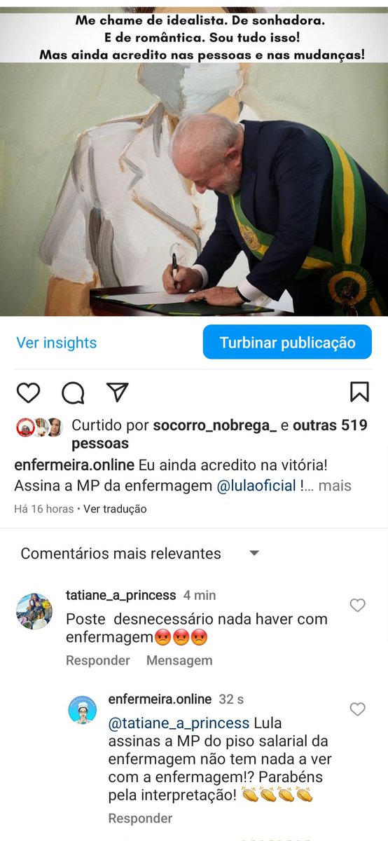 A ignorância das pessoas me assusta! O Lula assinar a MP da enfermagem, que implementará o piso nacional não tem "nada a ver com enfermagem"?! 

Uma coisa é certa... interpretação  de imagens e textos não é o forte da maioria dos brasileiros.