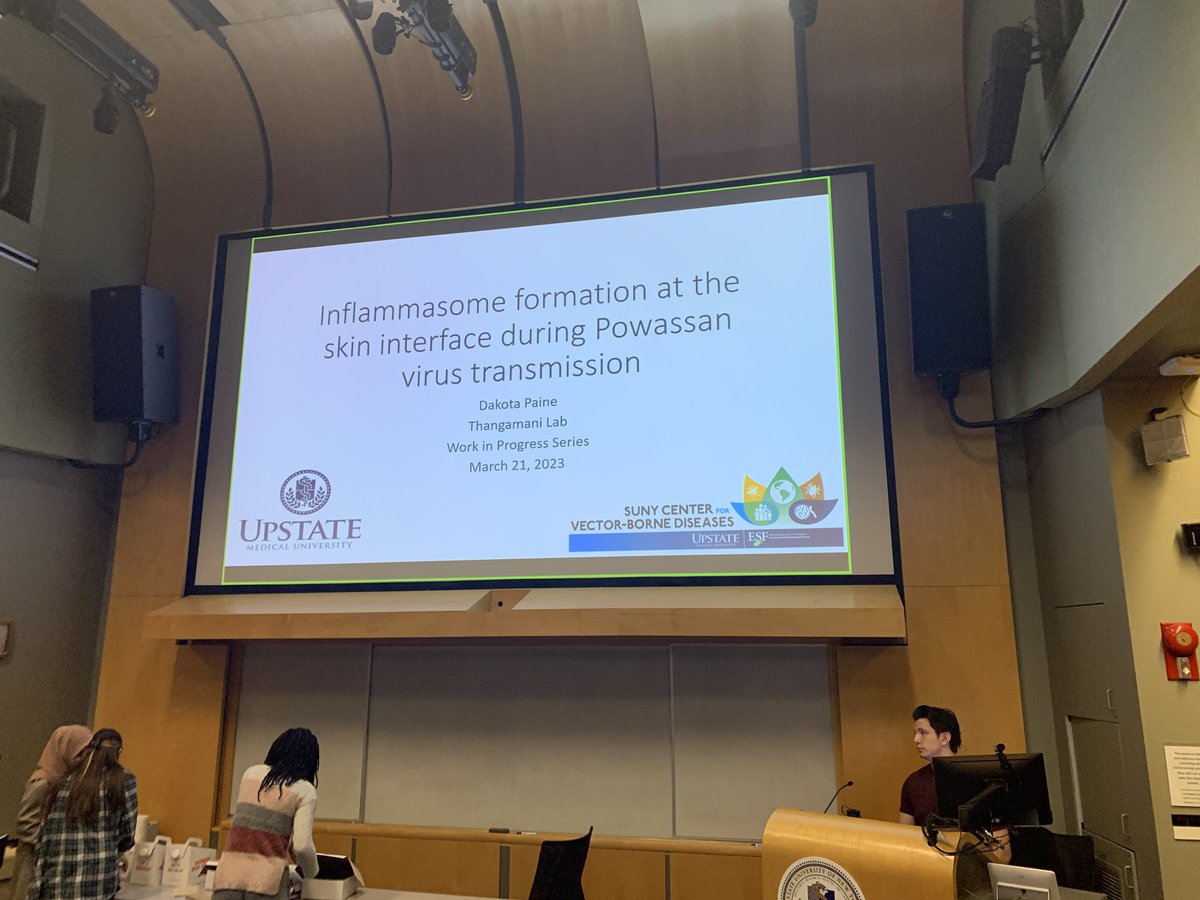 Thangamani Lab, SUNY Upstate ☣️🧬🦟🐁🦠 (@thangamani_lab) on Twitter photo Yesterday <a href="/painevirus/">Dakota Paine</a> gave a wonderful work-in-progress seminar, the first of the many graduate seminar talks, on ‘Immunomodulation at the skin interface during Powassan virus transmission’. Exciting data! Yesterday <a href="/painevirus/">Dakota Paine</a> gave a wonderful work-in-progress seminar, the first of the many graduate seminar talks, on ‘Immunomodulation at the skin interface during Powassan virus transmission’. Exciting data!