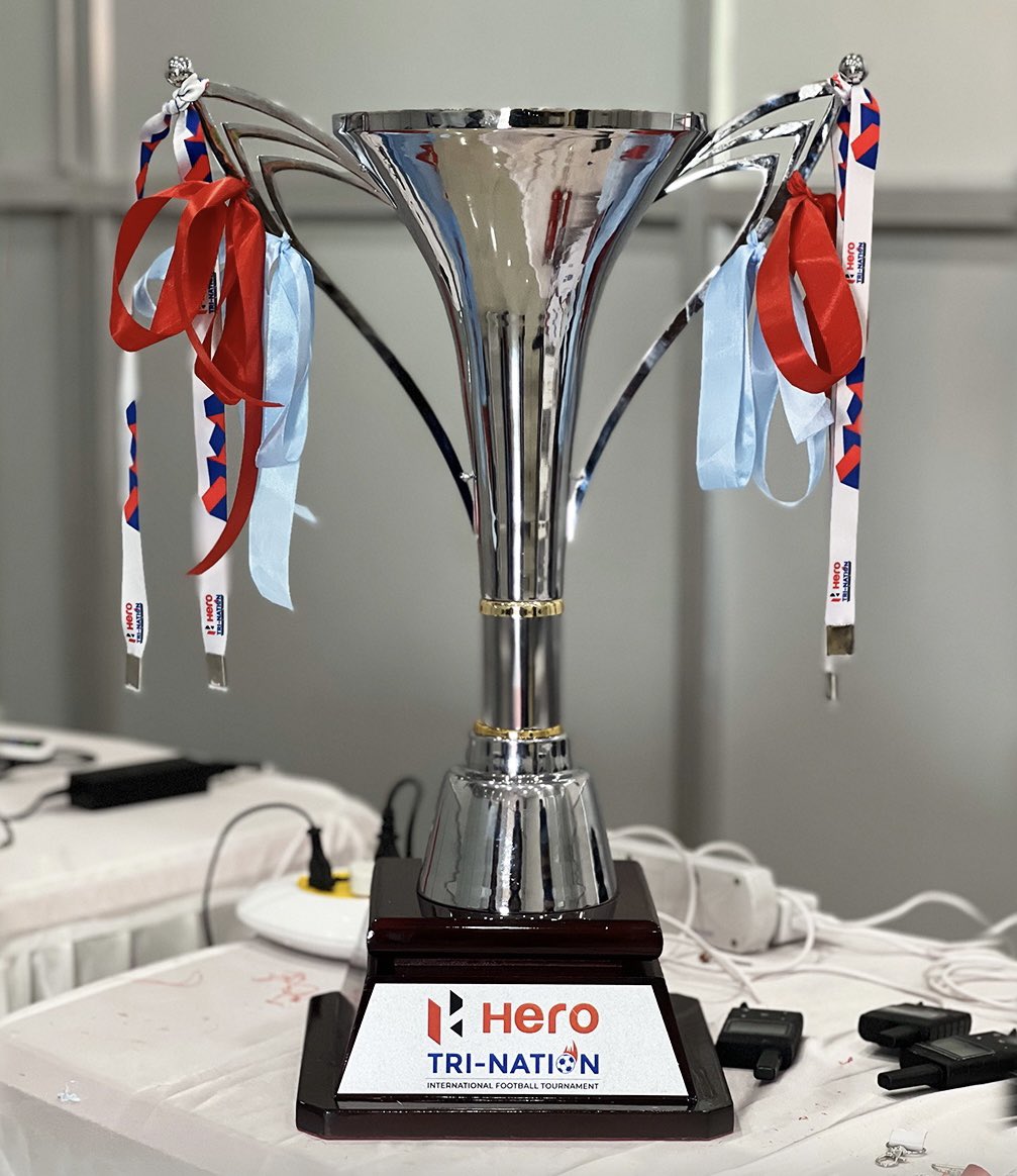 📸 | Well missed this, but here's the Hero Tri-Nation Tournament trophy 😬#IndianFootball | #HeroTriNation