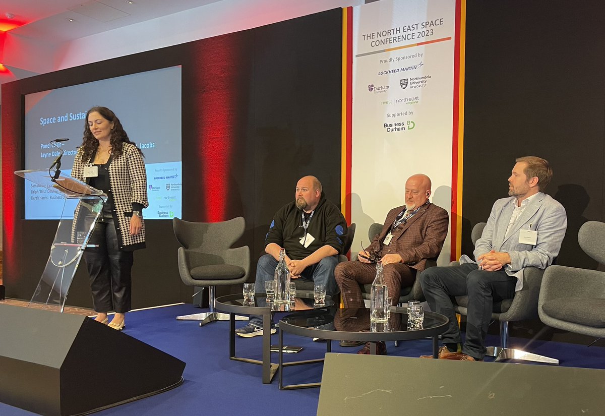 SpaceNEEngland's tweet photo. Next session up is Space and Sustainability!🚀
Joining the panel is Sam Adlen - Space Solar, Ralph 'Dinz' Dinsley - Senior Adviser @Raytheon @NORSSuk & Derek Harris, Business Operations Manager @Skyrora_Ltd
The panel will be chaired by Jayne Dale from Jacobs
#NewFrontierConf https://t.co/qHDKQM2IrL