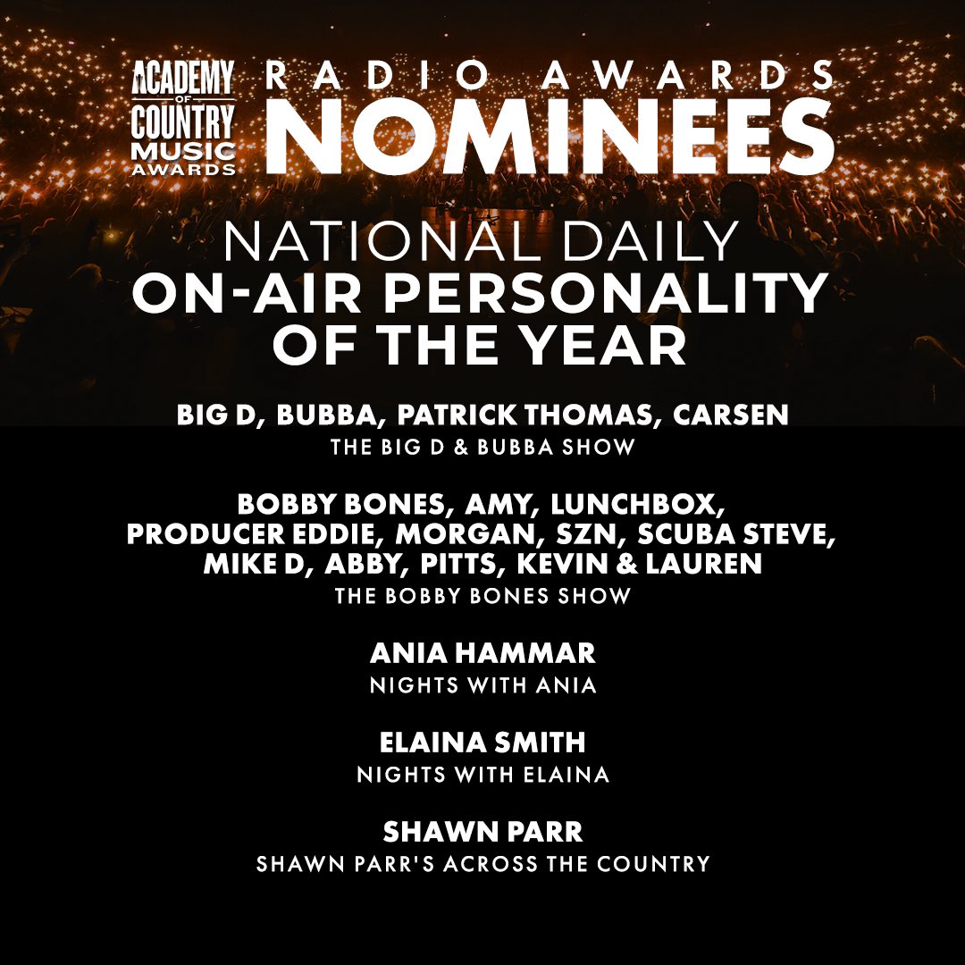 bull973's tweet photo. Congratulations to the @bobbybonesshow! Nominated for an @ACMawards! https://t.co/bcvx3Jwlgt