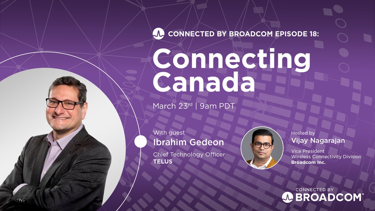 Vijay Nagarajan (@nvcidambi) on Twitter photo 2023-03-22 14:42:06 Tomorrow, I’m speaking with @GedeonIbrahim, CTO @TELUS, for the next Ep. of #ConnectedByBroadcom. Join us at 9AM PT to hear about #AI and #broadband advancements, plus his opinions on corporate responsibility, good leadership, and generational #WiFi. RSVP: bit.ly/3mYSYji Tomorrow, I’m speaking with @GedeonIbrahim, CTO @TELUS, for the next Ep. of #ConnectedByBroadcom. Join us at 9AM PT to hear about #AI and #broadband advancements, plus his opinions on corporate responsibility, good leadership, and generational #WiFi. RSVP: bit.ly/3mYSYji