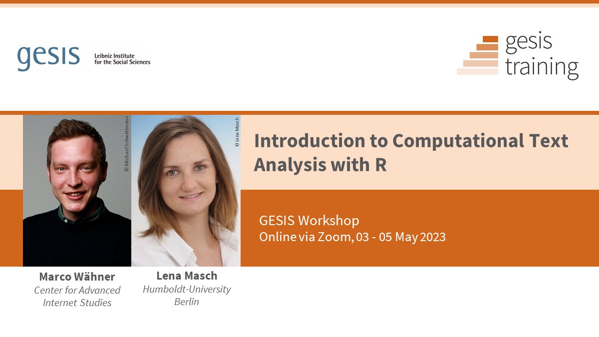 gesistraining's tweet image. Want to use the potential of #textasdata for answering social science research questions but don&apos;t know how? 

Join @MarcoWaehner &amp;amp; @LenaMasch, who will introduce you to the concepts &amp;amp; methods of computational text analysis with #RStats.

➡️ bit.ly/ComputationalT…