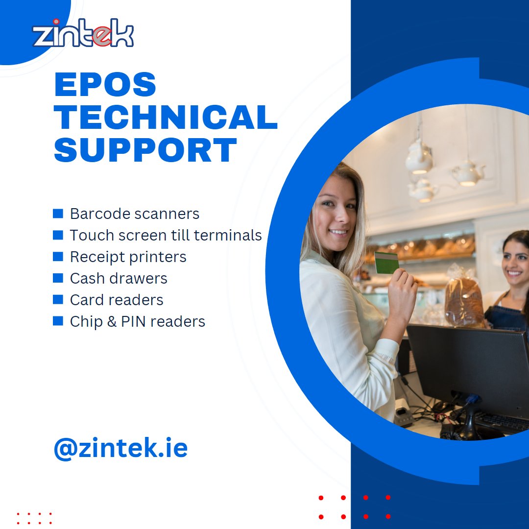 zintek's tweet photo. "Don't let technical issues slow down your business! Let us be your EPOS System's trusted partner in technical support and maintenance." 🤝💻 
👉️ Reach out to us today! 

#EPOSSystems #techsupport #dublin #ireland #uk #zintek #WeAreZintek #teamzintek https://t.co/34gpWhH8yY