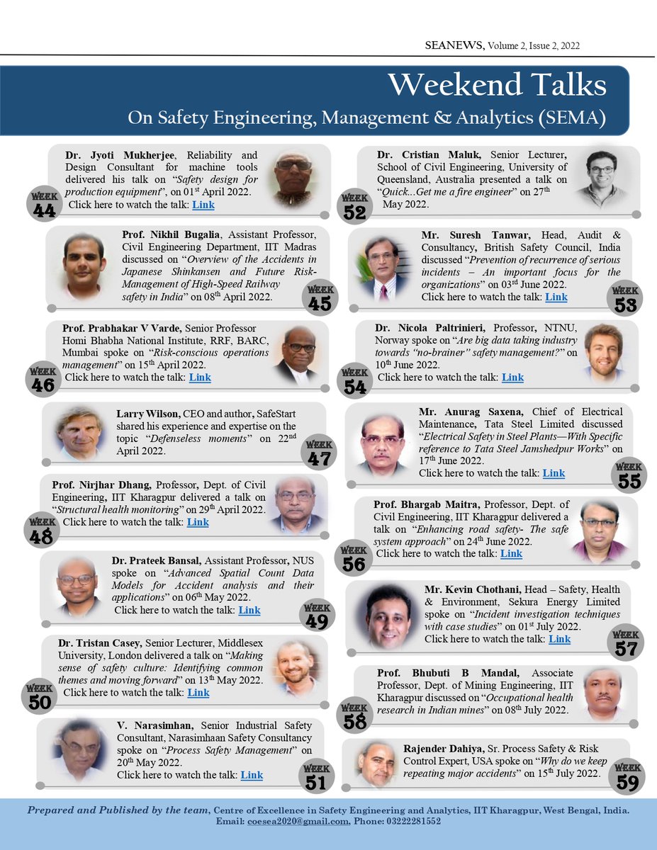 IITKgp's tweet photo. @IITKgp shares SEANEWS 2, the newsletter of Centre of Excellence in Safety Engineering & Analytics, a communication medium to all stakeholders across the globe with an aim to showcase activities,achievements & initiatives of #CoESEA
@Eduminofindia @dpradhanbjp @Drsubhassarkar https://t.co/ylM81i6MJd