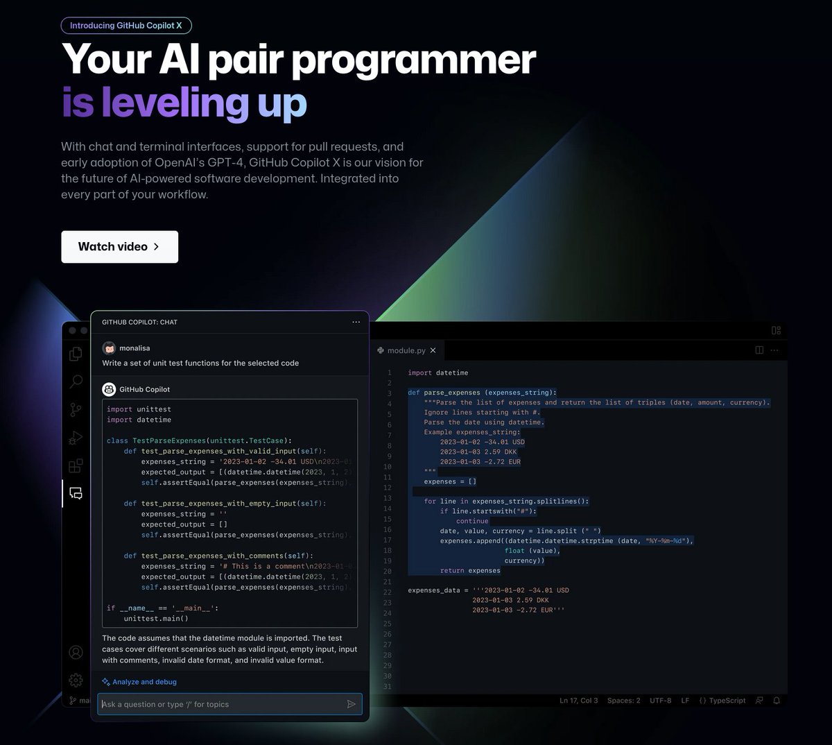nearcyan's tweet photo. Introducing Github Copilot X

GitHub Copilot to soon support GPT-4, chat and voice integration, CLI integrations, and more

new copilot X post: https://t.co/ZK0gENbmMi

release blog post: https://t.co/Zg4wbwCcup

new feature waitlists: https://t.co/Vxvy6KhDDD https://t.co/N6B3JOzTuA