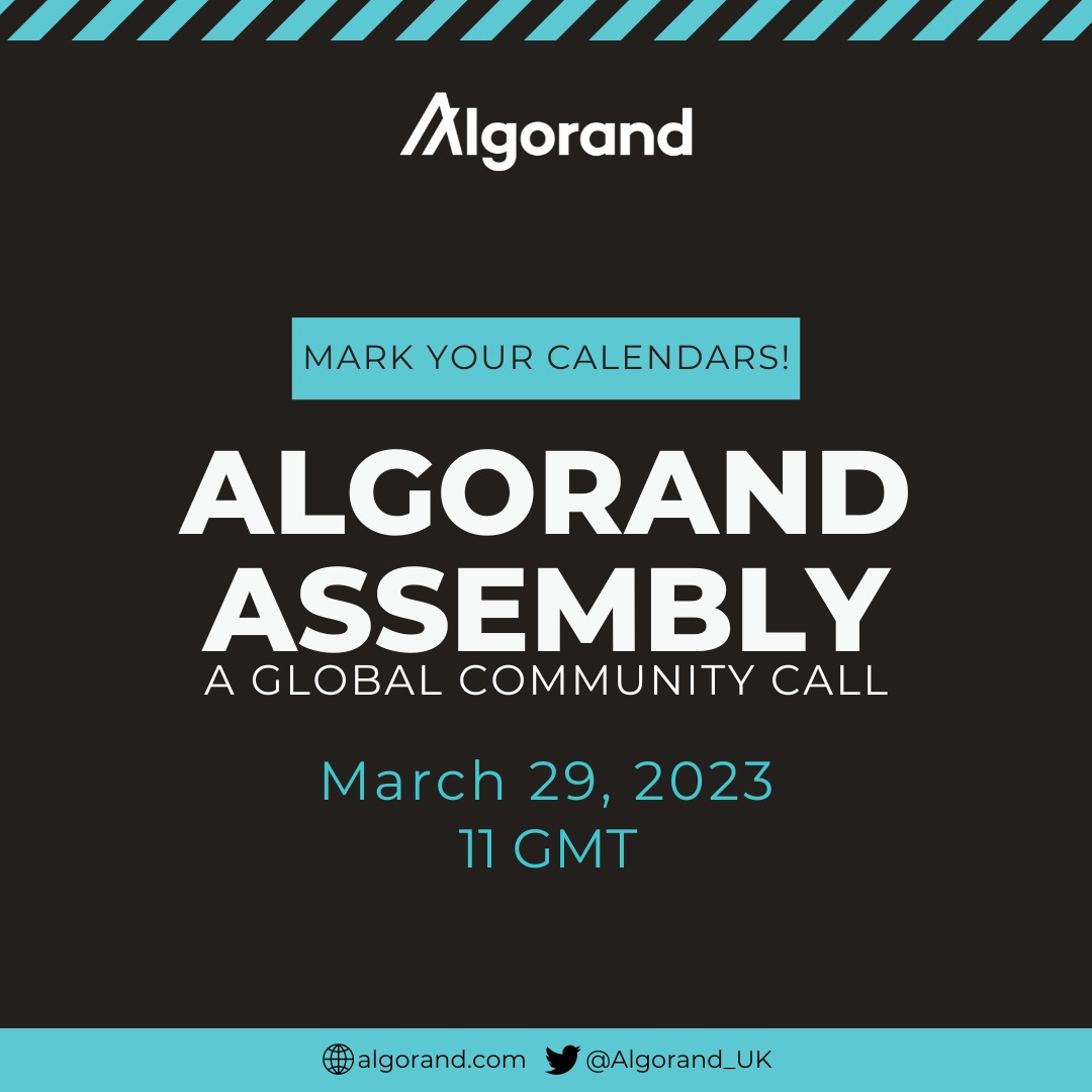 Algorand UK (@algorand_uk) on Twitter photo Join the Algorand Foundation team on March 29th for our second <a href="/Algorand/">Algorand Technologies</a> Assembly Call!
app.livestorm.co/algorand-found…
#Algorand #AlgoUK Join the Algorand Foundation team on March 29th for our second <a href="/Algorand/">Algorand Technologies</a> Assembly Call!
app.livestorm.co/algorand-found…
#Algorand #AlgoUK