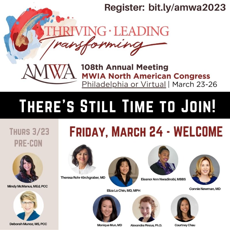 AMWADoctors's tweet photo. #AMWA2023 - Unlike any other Medical Conference! 
108 year legacy of advancing #WomenInMedicine

Options for Joining: https://t.co/ipo7dRWF46
- Full Mtg - in Philly or VIRTUAL
- Friday Reception Only
- Gala Only - in Philly or VIRTUAL
- Innovation Challenge Party Only
#MedTwitter