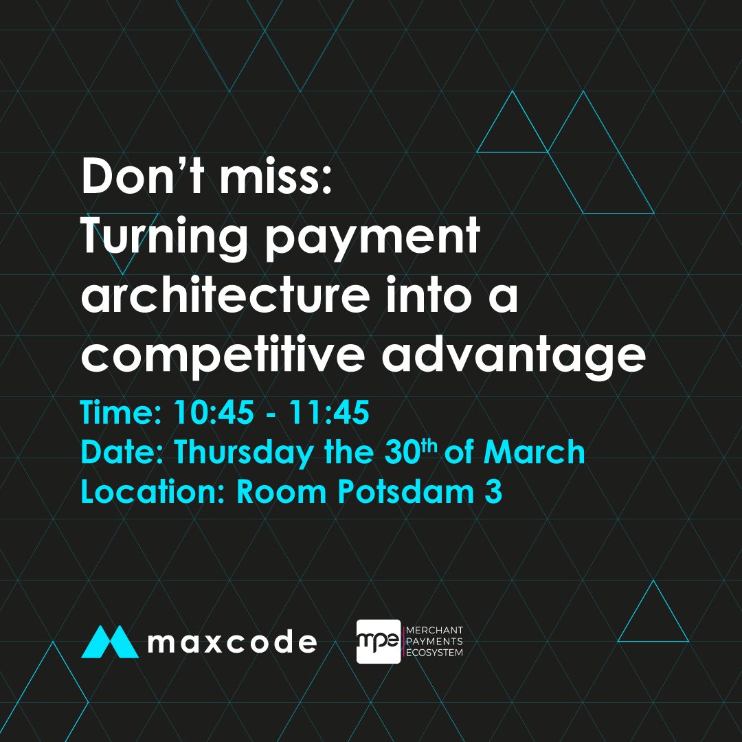 MAXC0DE's tweet image. Join us on Thursday, 30th of March, at the @mpecosystem, where our CTO Adrian Marinică will be a panelist in a presentation you don’t want to miss. Check out the full agenda: bit.ly/42zNjR9
#mpe2023 #paymentarchitecture #competitiveadvantage #nextleveltech