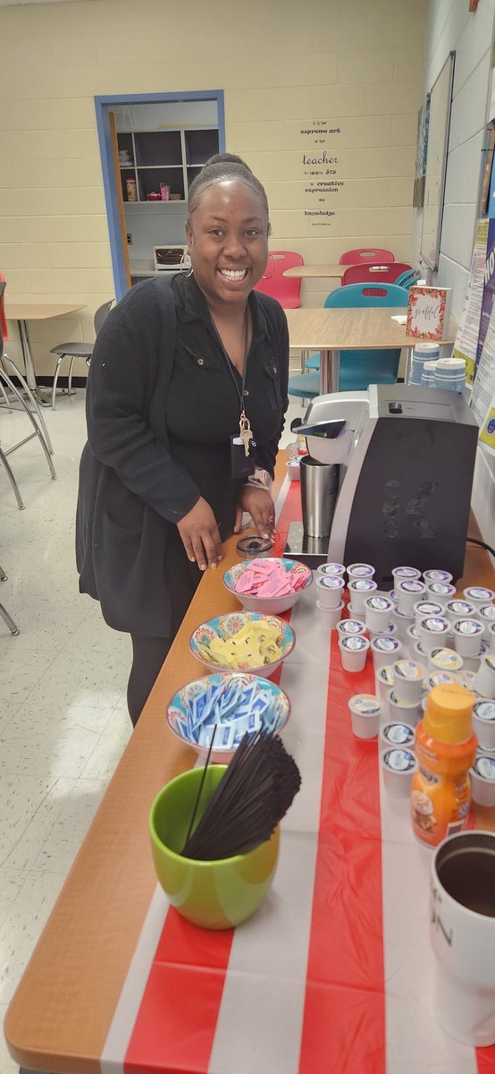RileyGiftedEd's tweet photo. Superhero day @SwansCreekES with a coffee and tea bar to rescue us as we count down the days until spring break. 😀 if you caffeinate them....they will come to work and smile. @SCSELCoaches https://t.co/dcpESb3anG