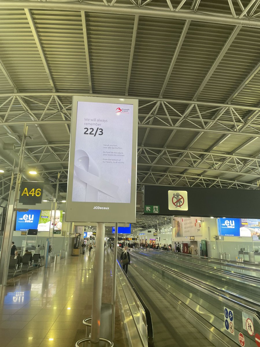 KingsleyGreenUK's tweet photo. Poignant to be in Brussels airport 7 years after the #BrusselsAttacks. Thinkings about the victims and their families and friends https://t.co/PumOWikZIR