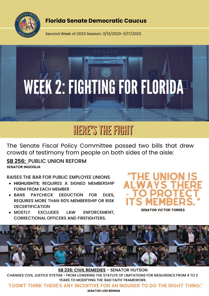 FLSenateDems's tweet photo. Check out the Week 2 recap of the @FLSenateDems newsletter:

https://t.co/1WZtJtsRPZ https://t.co/ofDky5nL8p
