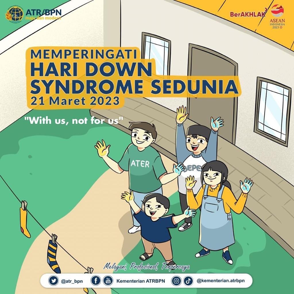 KantahKabSkhjo's tweet image. Posted @withregram • @kementerian.atrbpn Segenap jajaran Kementerian ATR/BPN mengucapkan Selamat Memperingati Hari Down Syndrome Sedunia 2023.

Salam hangat di Hari Down Syndrome Sedunia untun seluruh #SobATRBPN 

With Us Not For Us

#WorldDownSyndromeDay
#TuntasdanBangkit