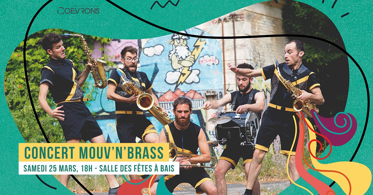 lescoevrons's tweet image. 🎷💃Venez danser avec la fanfare Mouv'N'Brass samedi 25 mars à 18h à la salle des fêtes de #Bais ! Les élèves de la classe orchestre du collège Jean-Louis Bernard de Bais joueront en première partie. 
👉 Gratuit - Ouvert à tous