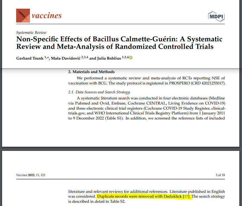 Citation Alert: New citation for Deduklick 🥂 #SystematicReviews #SysRev #Medlibs #Deduplication #AcademicChatter 
pubmed.ncbi.nlm.nih.gov/36679966/
