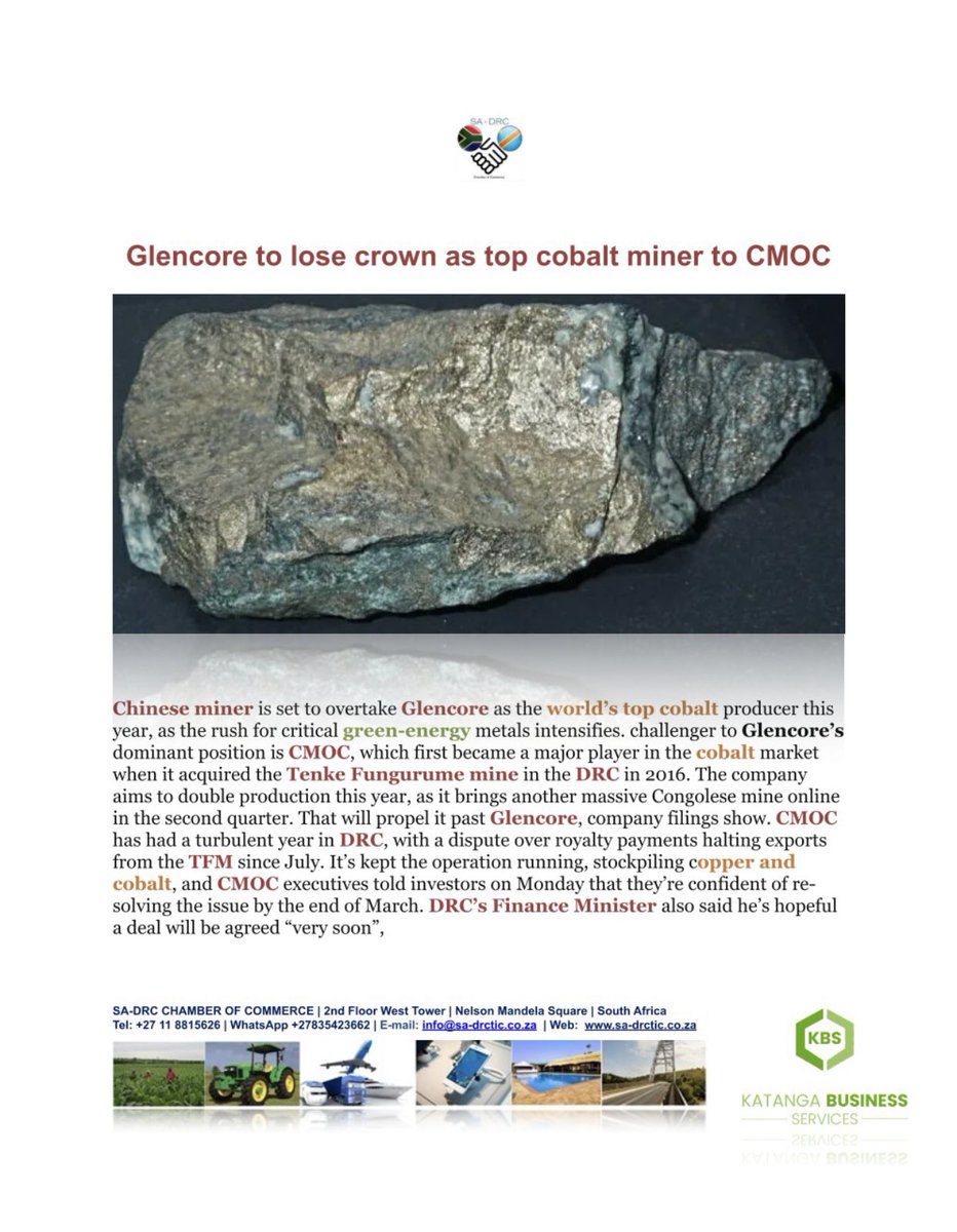 DrcChamber1's tweet photo. « Who will be the world’s cobalt producer’ https://t.co/SS6YeEpnfk