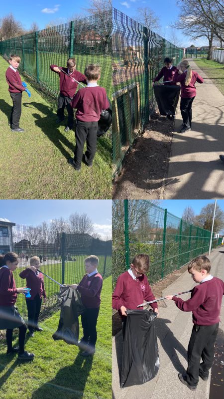 DeLacyPrimary's tweet photo. UKS2 have been out litter picking in the sunshine this afternoon! @RaptorPickers #localcommunity #supporttheenvironment #litterpicking https://t.co/8iAMowXyUE