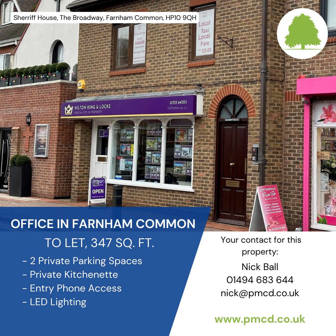 Looking for a great office space in the heart of Farnham Common? With 2 private car spaces, LED lighting, a private kitchenette, and gas central heating, this spacious office is perfect for your team. Contact us to arrange a viewing. #officetolet #FarnhamCommon #spaciousoffice