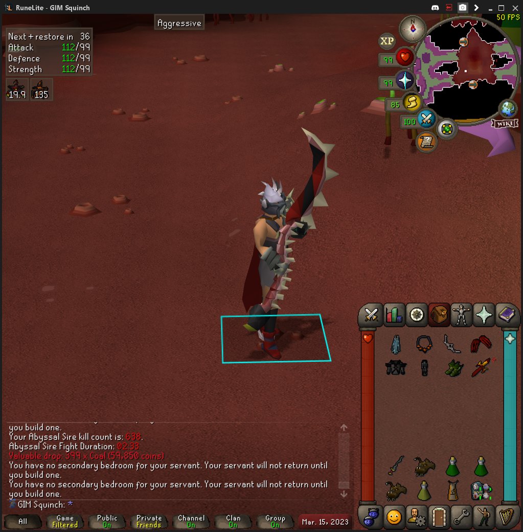 SirSquinch's tweet photo. Sire log completed - pet (of course). Time to move on for a bit! #osrs #gim #Dolo https://t.co/Sb46Twn4wT