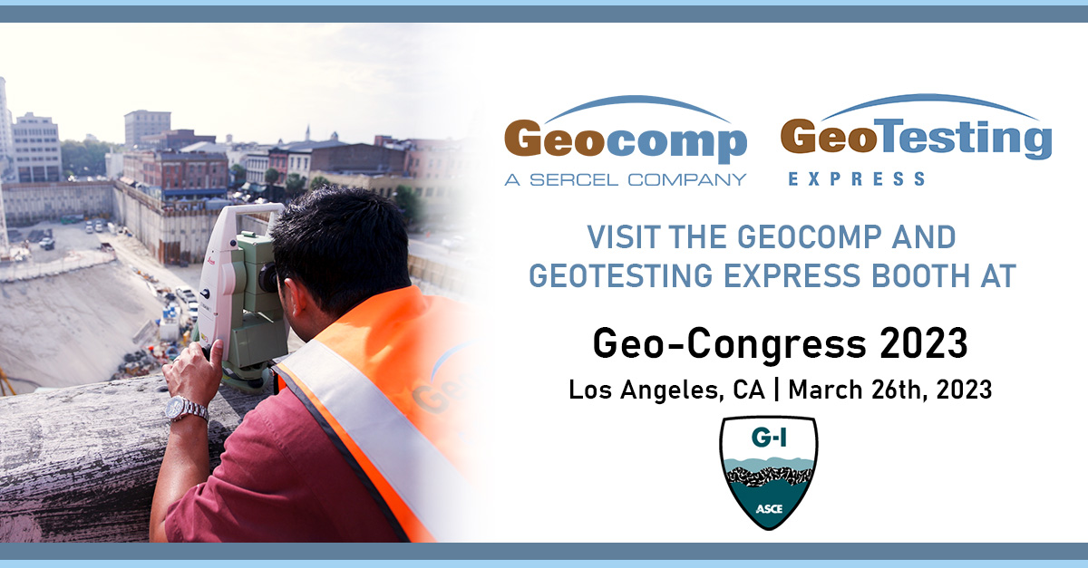 GeocompInc's tweet photo. Geocomp and Geotesting Express are heading to Geo-Congress 2023 next week, and we are thrilled to see you at the event. Stop by Booth 513 to learn more about the value and unique solutions we can bring to your lab and upcoming geotechnical projects.
#Geocomp #GeoTestingExpress https://t.co/zI2Atiz9xL