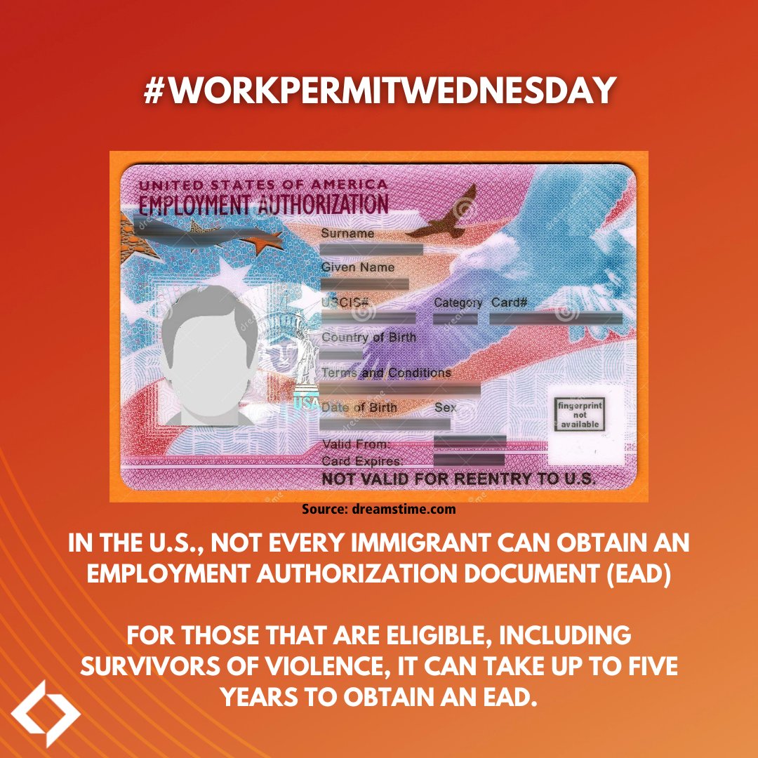 herjusticenyc's tweet image. In the U.S., not every immigrant can obtain an employment authorization document (EAD). For those that are eligible, including survivors of violence, it can take up to five years to obtain an EAD. #WorkPermitWednesday