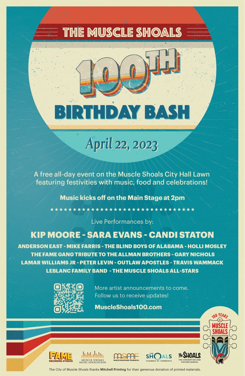 Fame_Music's tweet photo. 🎉 Mark your calendars! 📆 The Muscle Shoals 100th Birthday Bash Concert is just ONE MONTH away! 🎂🎶 Celebrate a century of musical history with us at this FREE event 🎁🎸 Don't miss out! Head over to https://t.co/SIyW96qHB2 for all the details 🌟
#MSRocking100 #famestudios https://t.co/1oLkMvIwDt