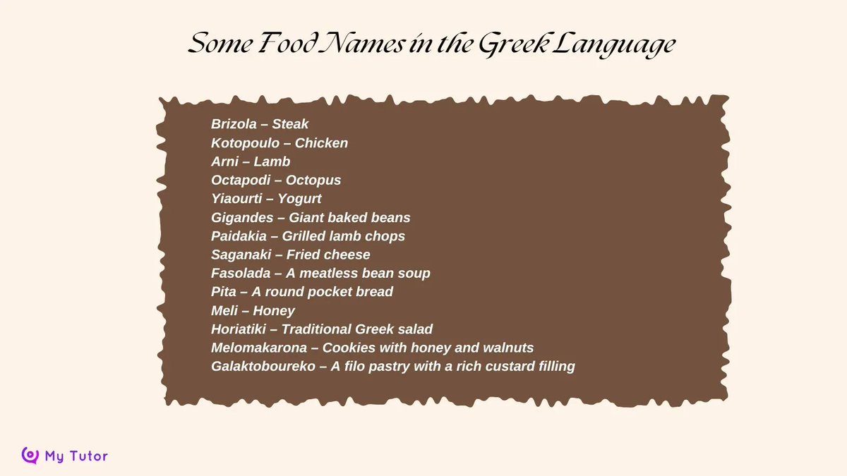 trymytutorapp's tweet image. Let's learn some Greek words today!

#learngreek #greekwords #foodnames #greeklanguage #greek