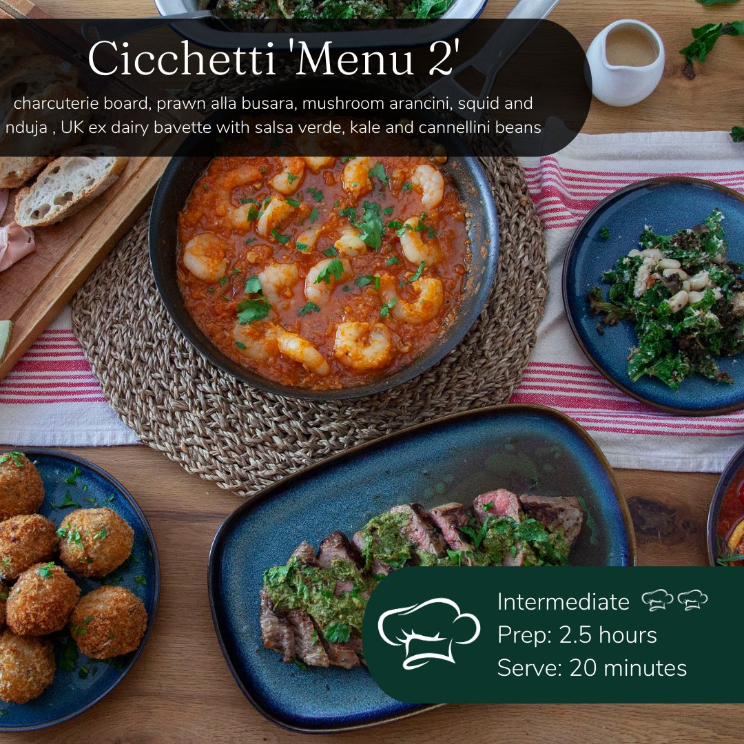 Our Cicchetti Menu is the perfect sharing menu for a relaxed dinner with friends and family. Choose between two options for your ideal 'little' plate dinner that will transport to the streets of Venice! #dinnerparty #recipebox #tapas #hostingathome #thehostspantry