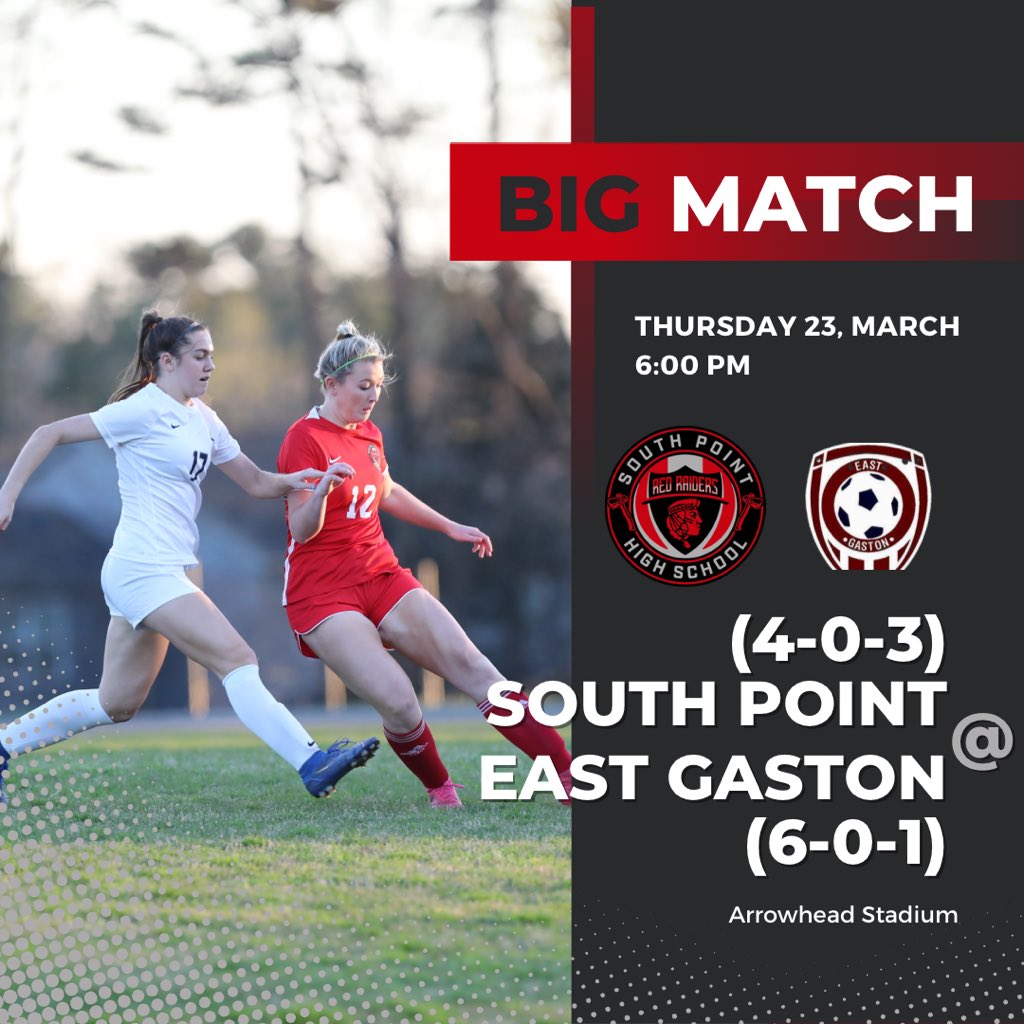 Big match tomorrow at East Gaston as two undefeated teams take center stage at 6 pm. Don’t miss a great match!!!