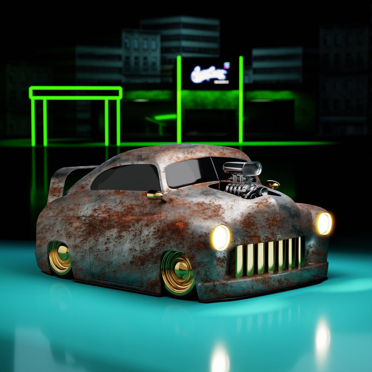 <a href="/WCCMetaWhips/">MetaWhips</a> <a href="/NVRLandLabs/">NVRLand Labs</a> <a href="/officialwcc/">West Coast Customs</a> Gooood morning!  
The gold side mirrors and spoiler gives my whip a complete look.. look at this thing 🔥
Beasty af, this is what’s going to take your pink slips in the racing game fam mehehehe <a href="/SPAC3MARS8/">MARS</a> 
#nft #nfts #nftcommunity