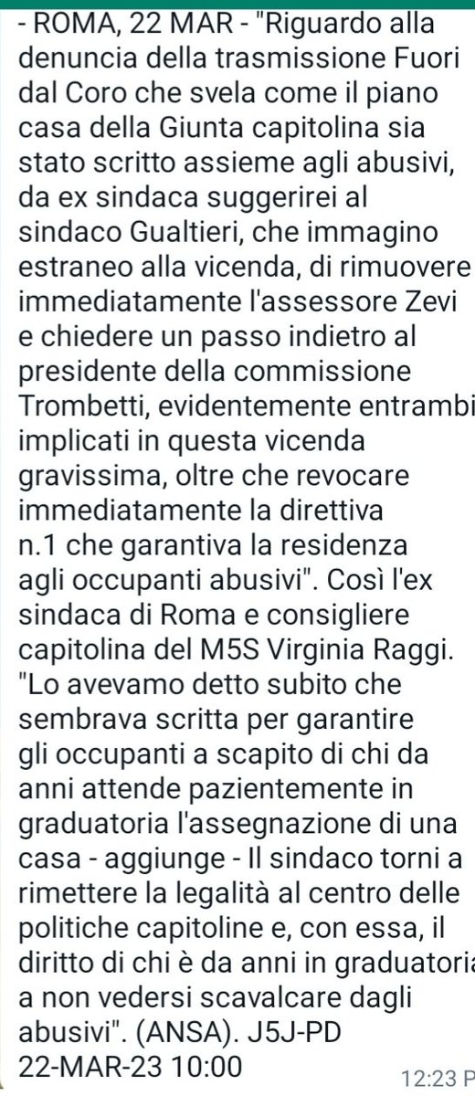 #Roma, l'ex Sindaca #Raggi chiede a #Gualtieri di ripristinare lo #StatoDiDiritto nell'assegnazione degli alloggi e revocare immediatamente la direttiva che garantiva la residenza agli occupanti abusivi.