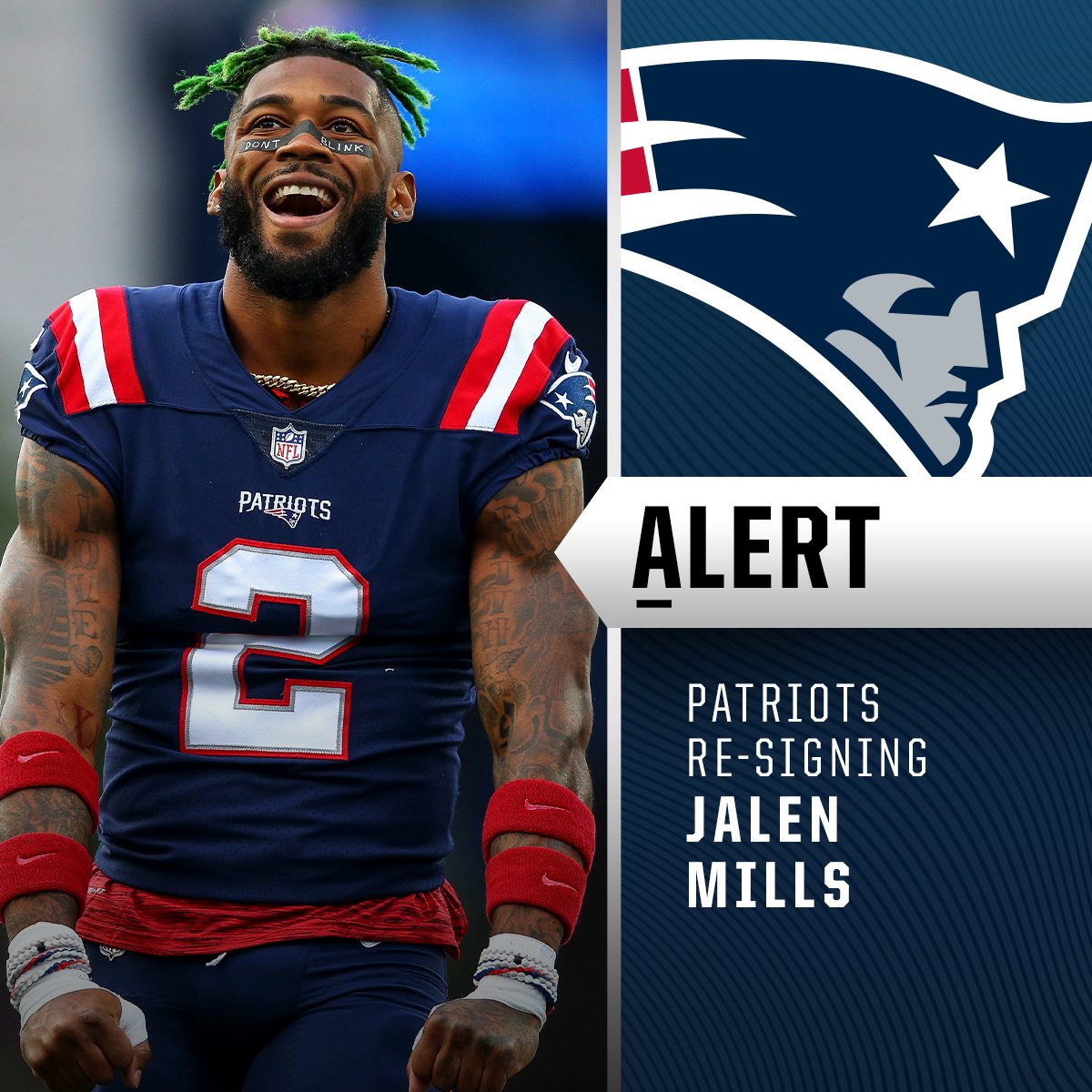 NFL's tweet photo. Patriots agree to terms with DB Jalen Mills on revised one-year deal worth up to $6.1M. (via @MIkeGiardi, @RapSheet) https://t.co/wiwRhVbRd6