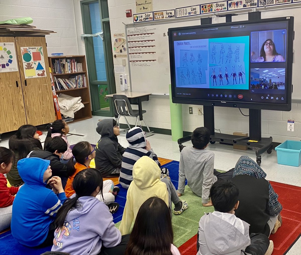 olisanc's tweet photo. Today our guest speaker was Genesis Barboza. She is an animator and digital illustrator. Our 4th students learned about animation production process. Thank you Ms. Barboza for talking to our 4th graders about your art career. @RRD_LCPS @LCPSVisualArts @Youthartmonth @NicoleMak11 https://t.co/f2YCyN8skV
