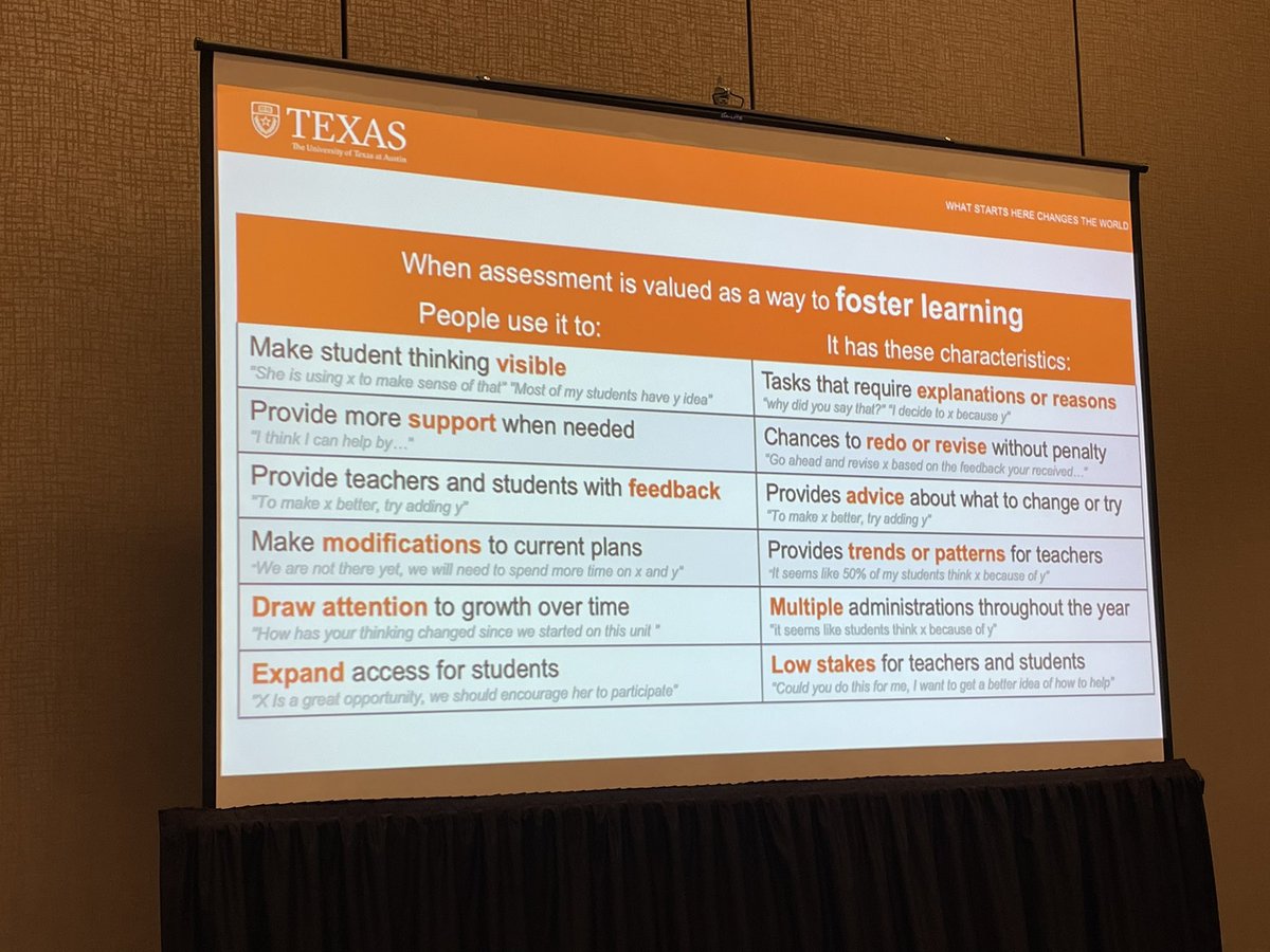 SciEdSpence's tweet photo. @drvictorsampson when we use assessment as a way to ensure compliance we lose out on opportunities to use it to foster learning. Which type of assessment should we be focusing on in schools? @nselascience #nsela2023 https://t.co/vnYQ7S1kDK