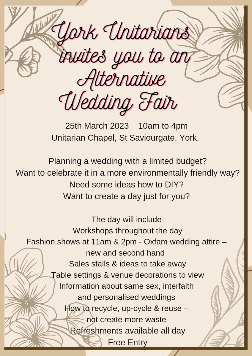 Alternative Wedding Fair @ #YorkUnitarians - 25 March 2023
#bridal #weddingideas_brides #weddingiscoming #thebigday #weddingplaner