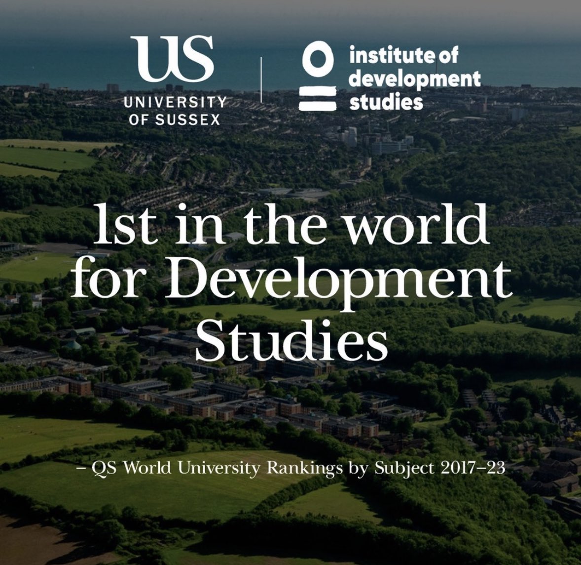 Super happy to share that my alma matter @SussexUni @IDS_UK has been ranked #1 in Development Studies for the 7th year in a row!!🥳 #QSrankings #ProudAlumni #UniversityRankings