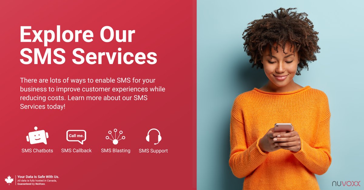 NuVoxx's tweet photo. Enabling SMS Services for your business produces positive results. See immediate benefits such as reducing costs while driving revenue, increasing loyalty, boosting #CX and more. https://t.co/fUfubGvlWW

#sms #customerexperiences #efficiency #chatbots #customerservice https://t.co/ysphUbxVLu