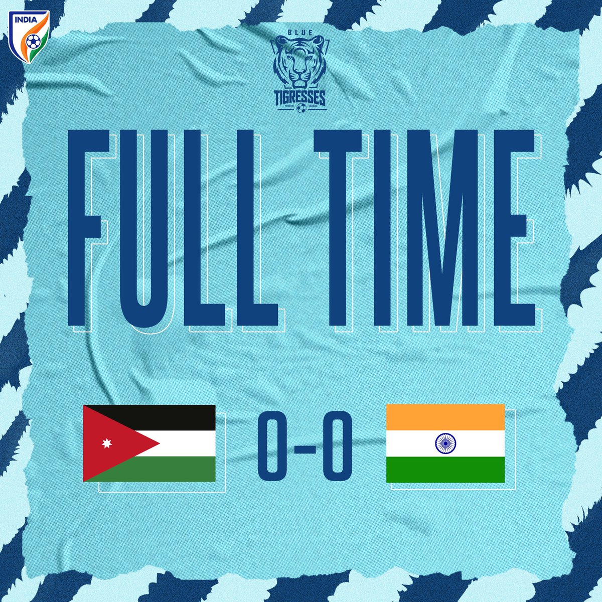 IndianFootball's tweet photo. The #BlueTigresses 🐯 were held to a hard fought goalless stalemate in Jordan. 

🇯🇴 0-0 🇮🇳

#JORIND ⚔️ #BackTheBlue 💙 #ShePower 👧🏻 #IndianFootball https://t.co/fv0RoOHoqj