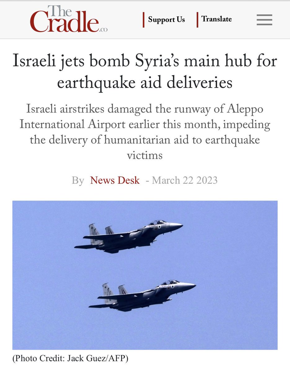sahouraxo's tweet image. Israel bombed Aleppo International Airport in the early hours of the morning today.

This is Syria's main hub for crucial earthquake aid deliveries.

And the "civilized world" barely blinks.
