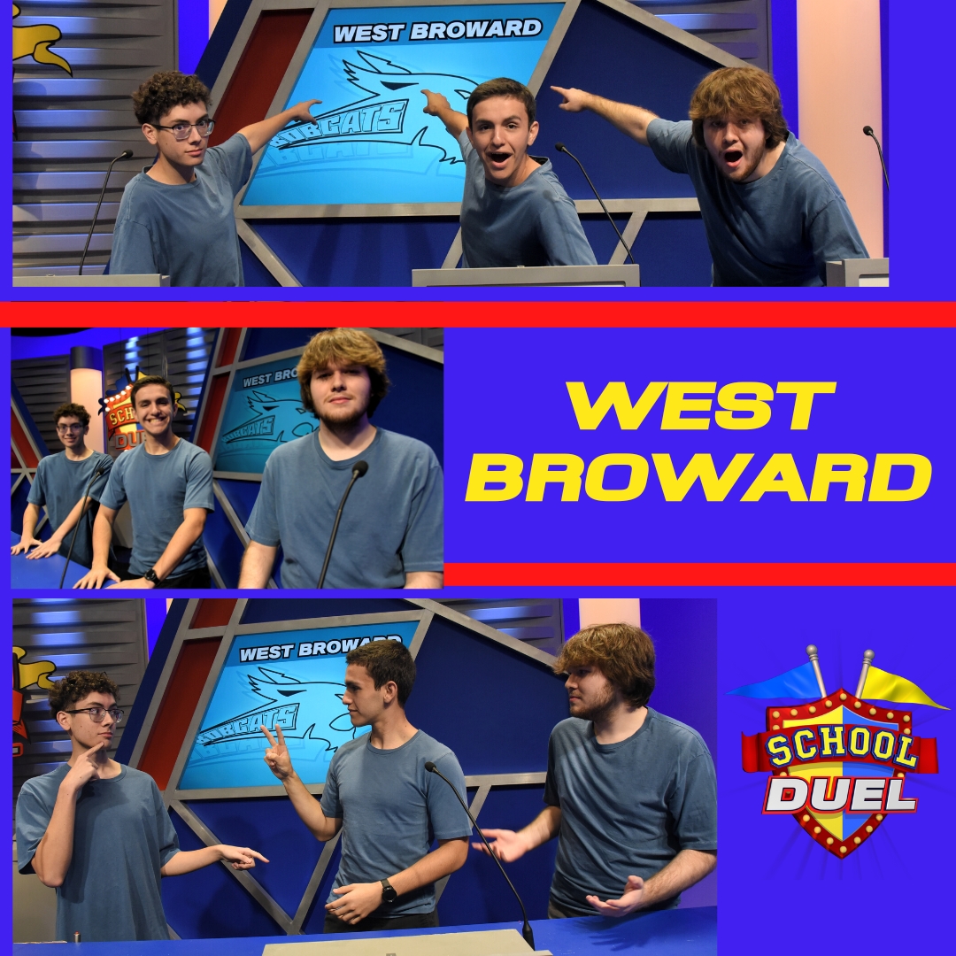SchoolDuel's tweet photo. #WestBroward High!!
Watch them play #MSDouglas High on School Duel, Thursday, March 23rd at 8pm on @BECONTV
(ch 488 & 19 Comcast, ch63 AT&T/Dish/Directv)
@WestBrowardHigh @WBTV_club @wbhssga @wbhs_drama @browardschools https://t.co/WR9dcvO2K8