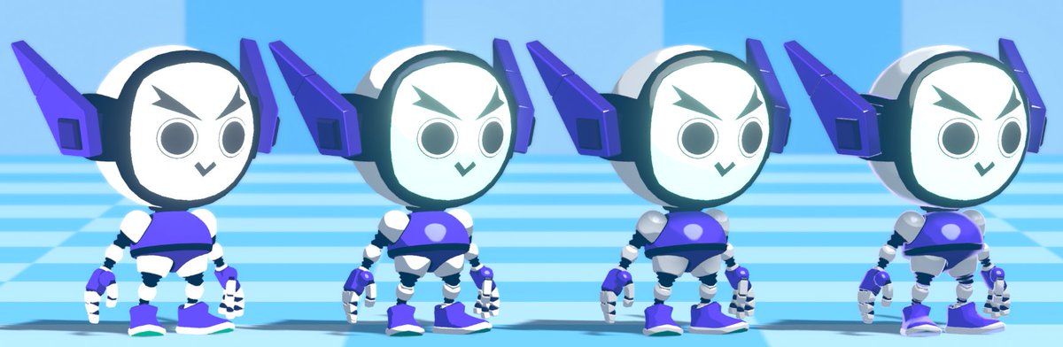 Testing out some material styles for mah boi. Feel like 4 is most "polished", but 1 could emphasize the textures if I go for more of a Mega Man Legends look.
Feedback always welcome!

#wip #3d #gamedev #indiedev #gamedevelopment #madewithunity