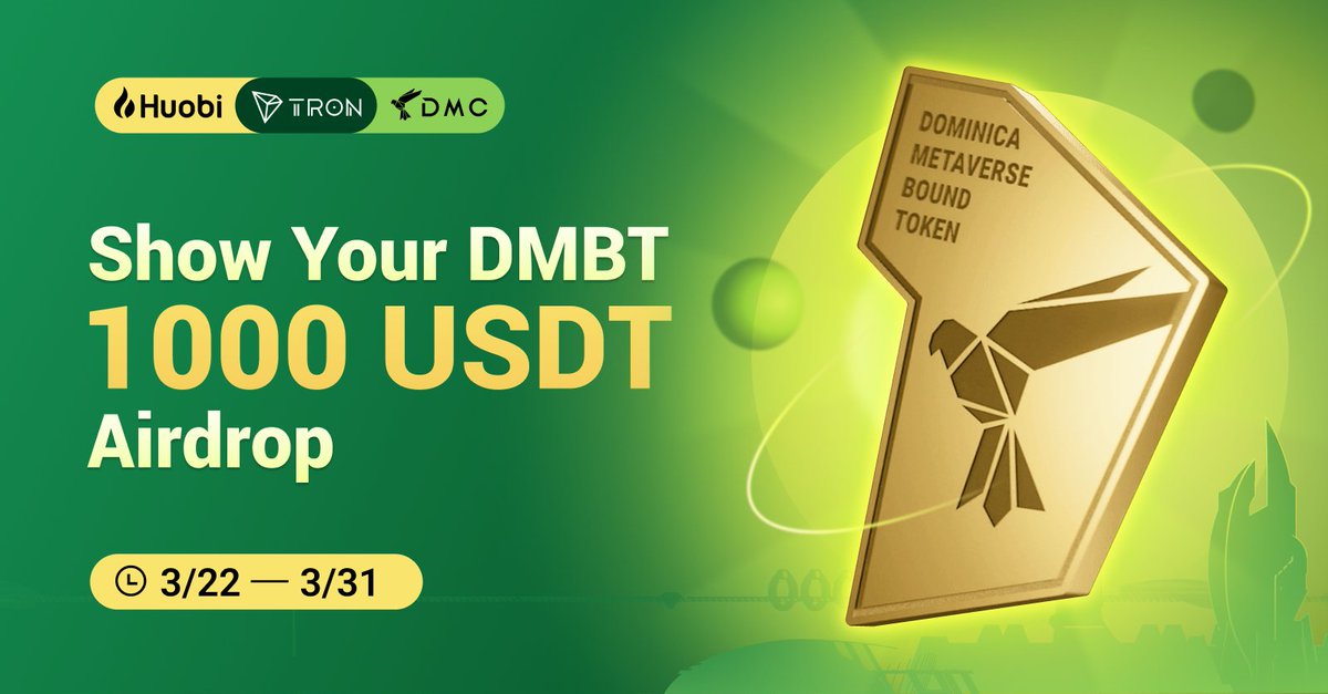HTX_Global's tweet photo. Travel into the Dominica Metaverse！
Mint ＆ Show DMBT Giveaway!

 Enter to share $1000 :
✅1. Mint your DMBT
✅2. Comment with  DMBT image
✅3. RT + Follow @HuobiGlobal

Fill in form👇
https://t.co/7OQzDwnjKm https://t.co/EV7cpZJhF5