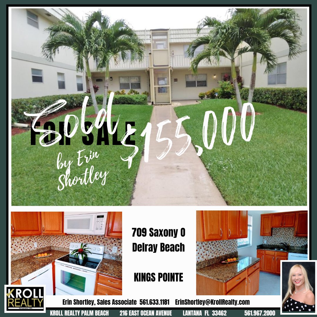 KROLLREALTY's tweet photo. ☀ SOLD by Erin Shortley ☀
📍 709 Saxony O, Delray Beach FL 33446

2🛌 2🛀 Condo in Kings Point
$155,000 #sold

Great Work by:
Erin Shortley, Sales Associate
☎561.633.1181
ErinShortley@KrollRealty.com https://t.co/pDC3EYq9qu