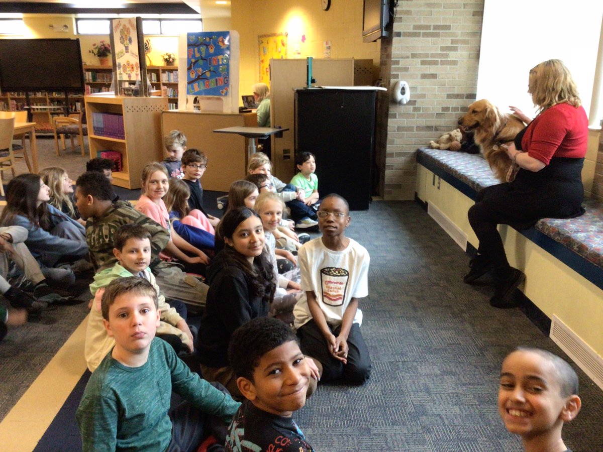 #guestreader brought a surprise furry friend.  5th graders loved having this guest reader and special guest!  #marchisreqdingmonth
