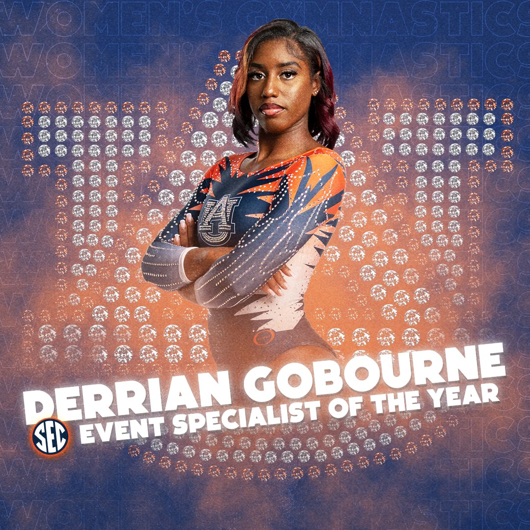 #SECGYM Event Specialist of the Year

🐅 Derrian Gobourne • <a href="/AuburnGym/">Auburn Gymnastics</a> 

🔗 secsports.social/gymawards23