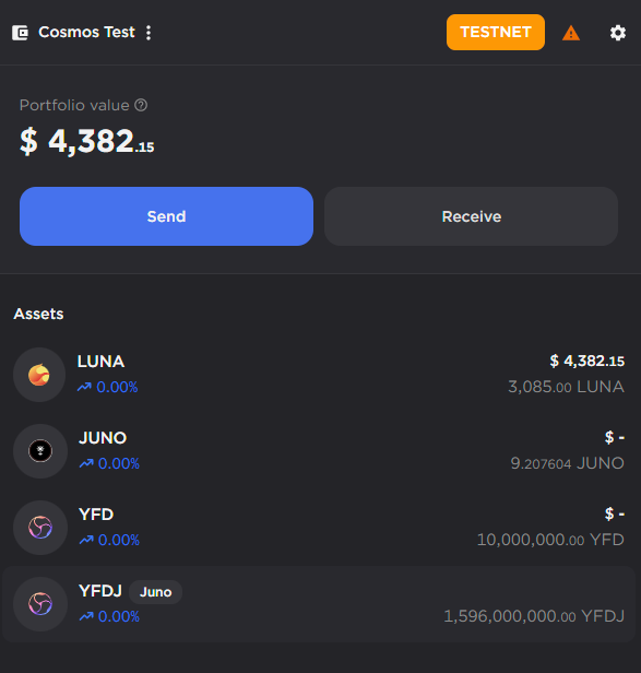 <a href="/YFoundryDAO/">Y-Foundry DAO (𝐘)</a> <a href="/YFoundryDAO/">Y-Foundry DAO (𝐘)</a> is live on <a href="/terra_money/">Terra 🌍 Powered by LUNA 🌕</a> AND <a href="/JunoNetwork/">Junø</a> testnet using the new Station wallet..

Let's test 👀👀👀 some interchain