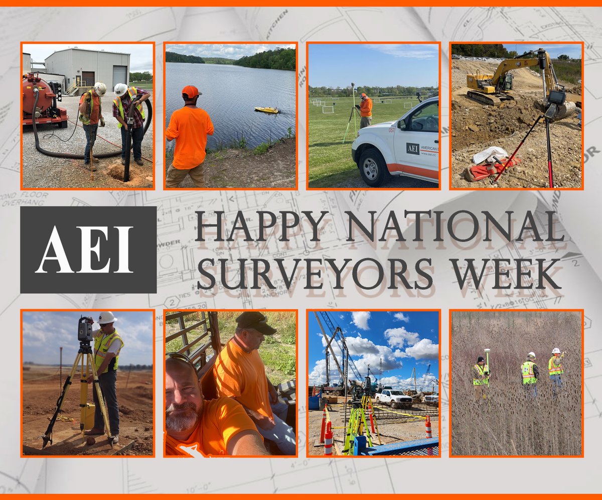 Sending a shout out to AEI's accomplished survey crews and team leaders during #NationalSurveyorsWeek . We appreciate our surveyor's hard work and dedication - rain or shine and working in various terrains.  THANK YOU! #surveyors #geospatial