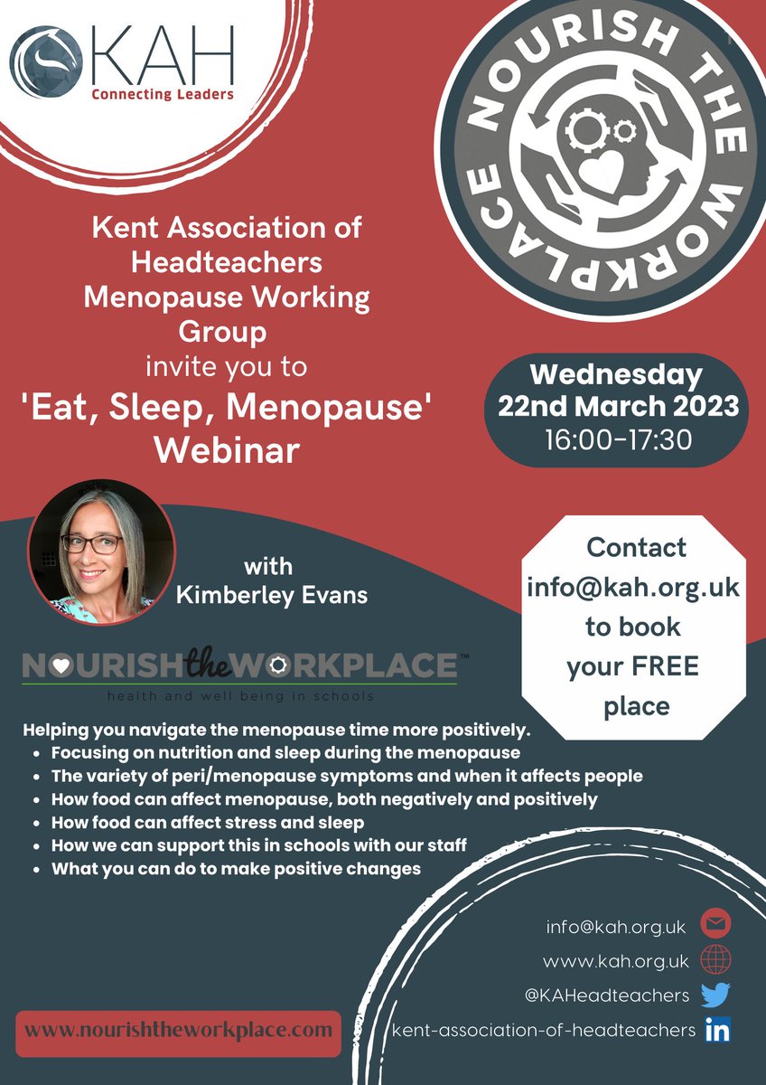 KALeadersinEd's tweet photo. Who's looking forward to the Eat, Sleep, Menopause webinar this afternoon?
Be sure to have your Zoom link ready to join at 4pm! We cannot wait to see you all there!
#Menopause #SupportingLeaders #MenopauseinEducation https://t.co/xCFGPGsClG