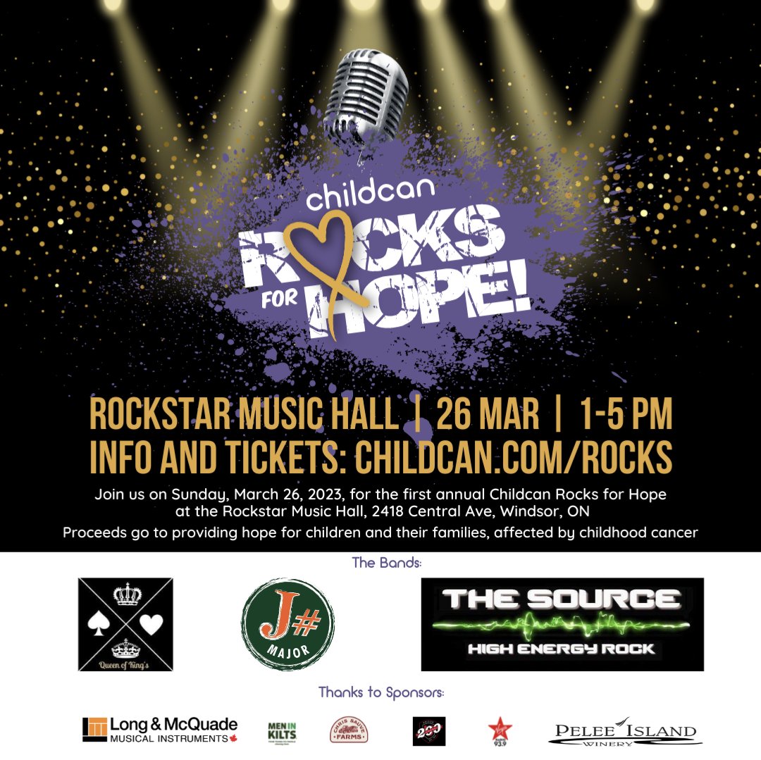 Looking forward to this wonderful event in Windsor, Ontario this Sunday afternoon. Will I see you there? There are still tickets available. childcan.com/rocks