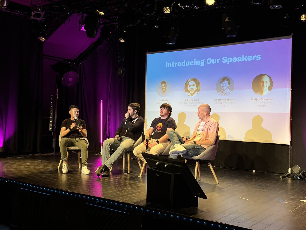 Apillon's tweet photo. Dream team for the panel discussion on the “Role of UX design in #Web3”.🔥 

👉@DudleyNeedham of @Kiltprotocol 
👉Alberto of @MoonbeamNetwork 
👉@Matjazs CEO of @Apillon 

#DotSocial @AngelHack https://t.co/hL1kNKYDEl